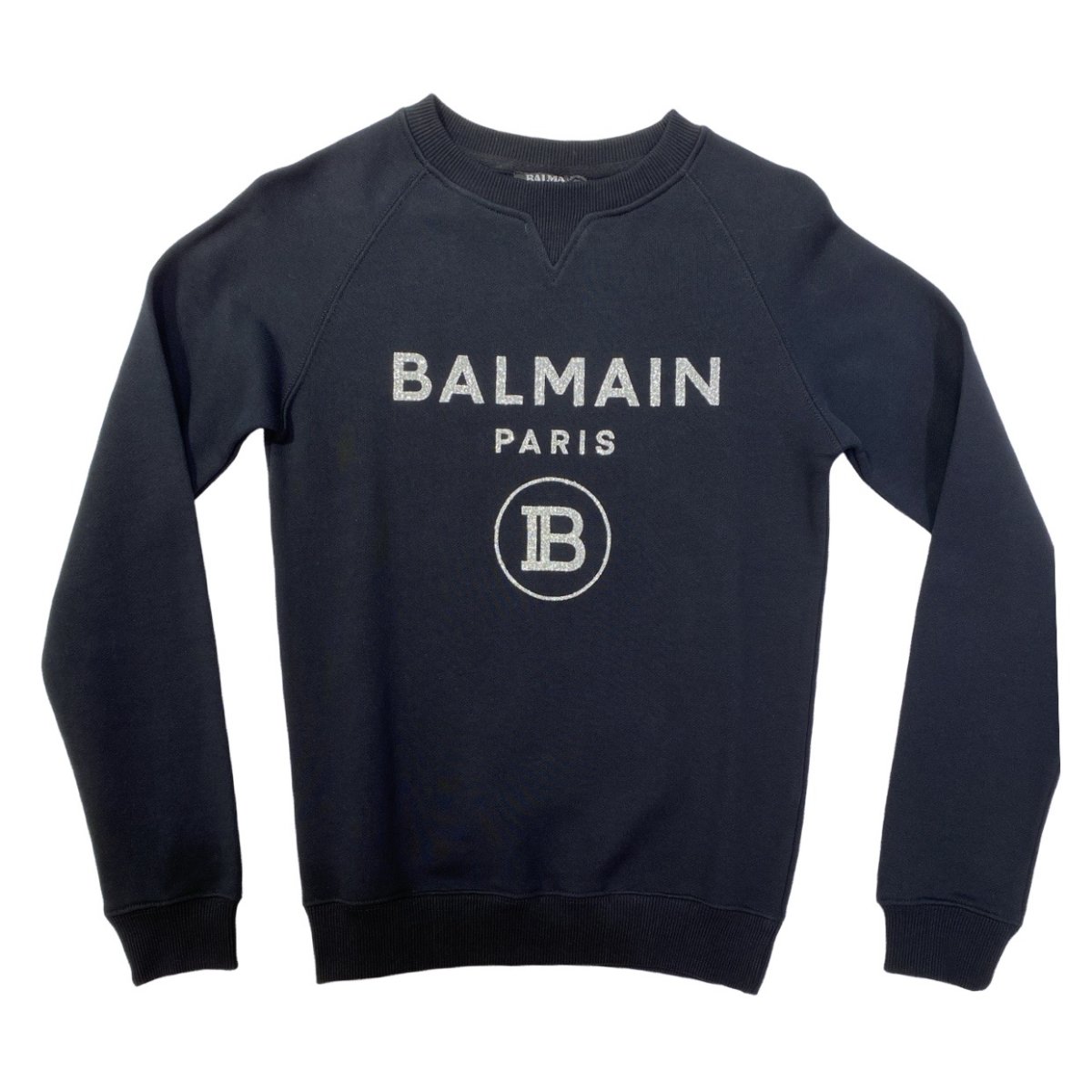 Balmain – Felpa nera con logo argentato