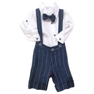 Colorichiari – Completo in lino bianco e blu