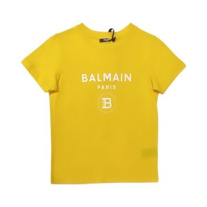 Balmain – T Shirt gialla con logo bianco