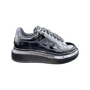 Alexander McQueen – Sneaker bambini – Nero Vernice