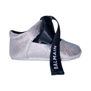 Balmain – Ballerina con logo – argento