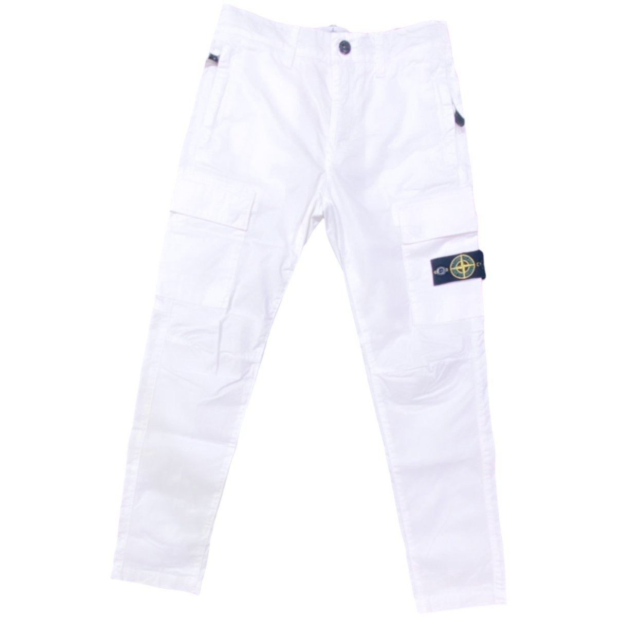 Stone Island – Pantalone lungo bianco logato