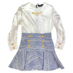 Balmain – Abito con bottoni oro – beige