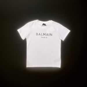 Balmain – T Shirt bianca con logo nero