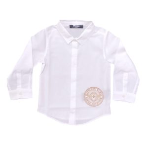 Balmain – Camicia bianca con logo oro