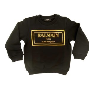 Balmain – Felpa logo oro – Nera