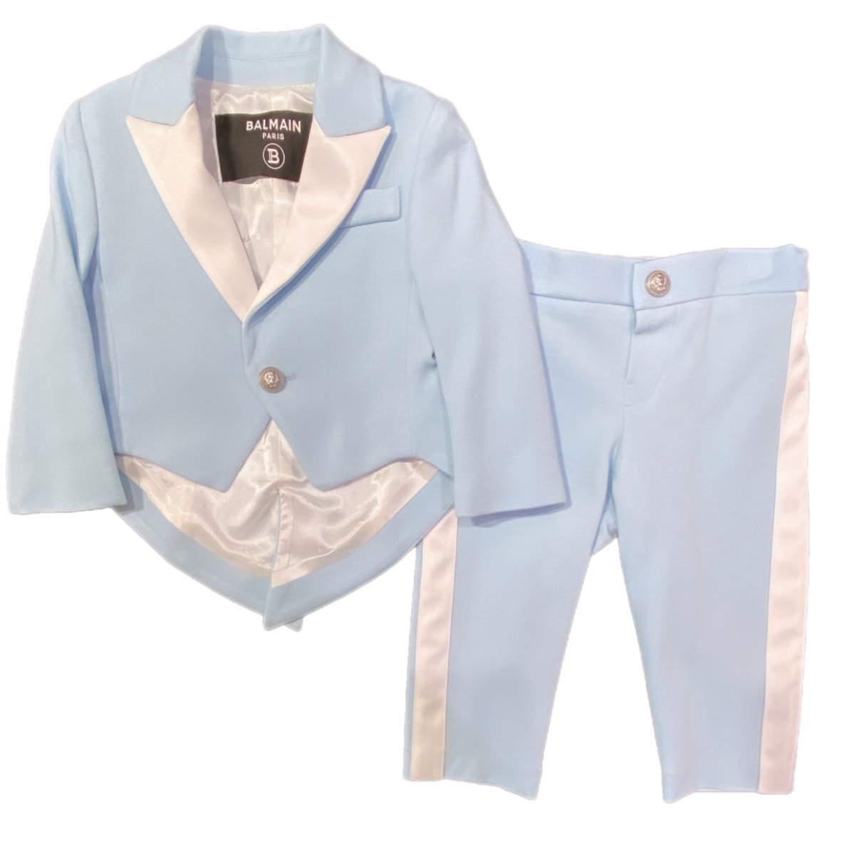 Balmain – Completo due pezzi celeste polvere - immagine 2