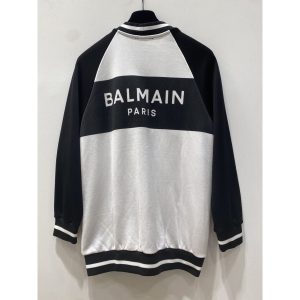 Balmain – Felpa bianca e nera logata