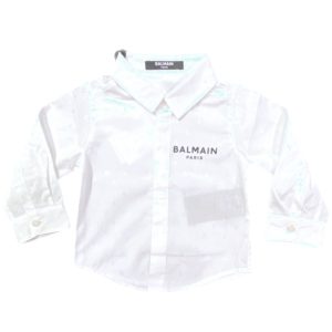 Balmain – Camicia bianca manica lunga logata