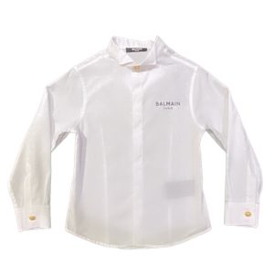 Balmain – Camicia logata bianca collo diplomatico