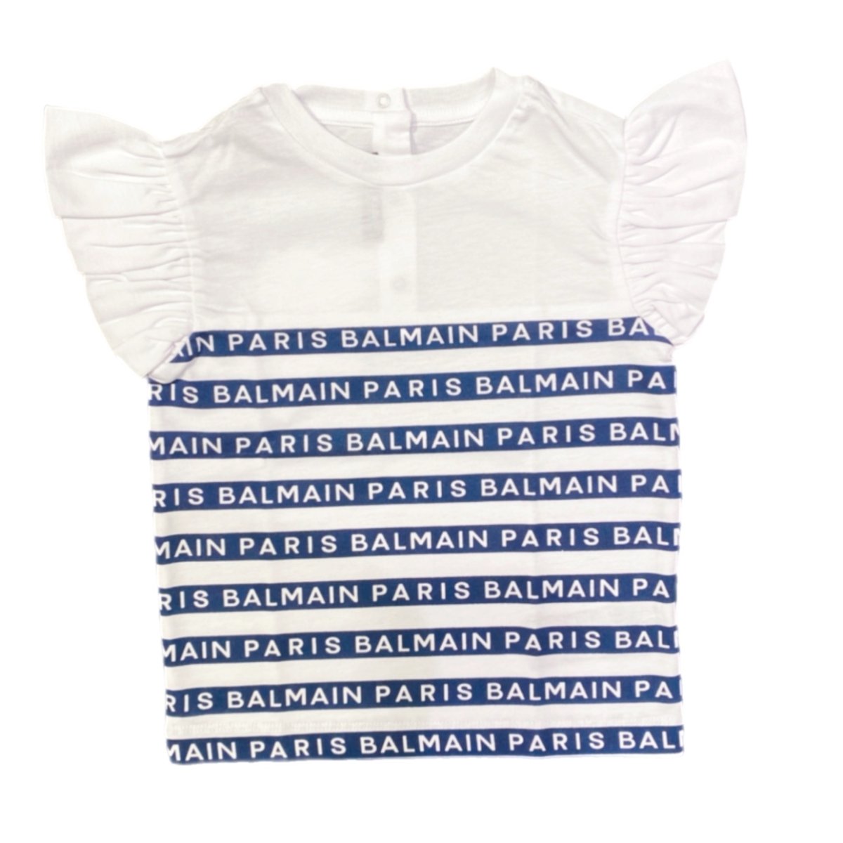 Balmain – T Shirt bianca con logo blu - immagine 3
