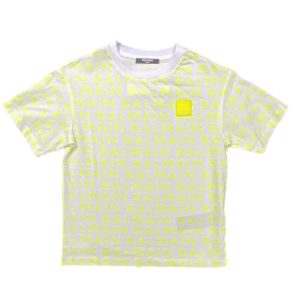 Balmain – T Shirt bianca logata gialla