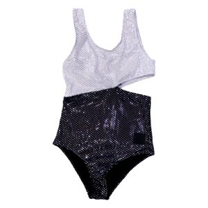 Balmain – Costume bambina intero bianco e nero