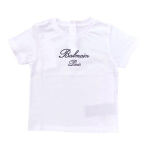 Balmain – T Shirt bianca con logo frontale
