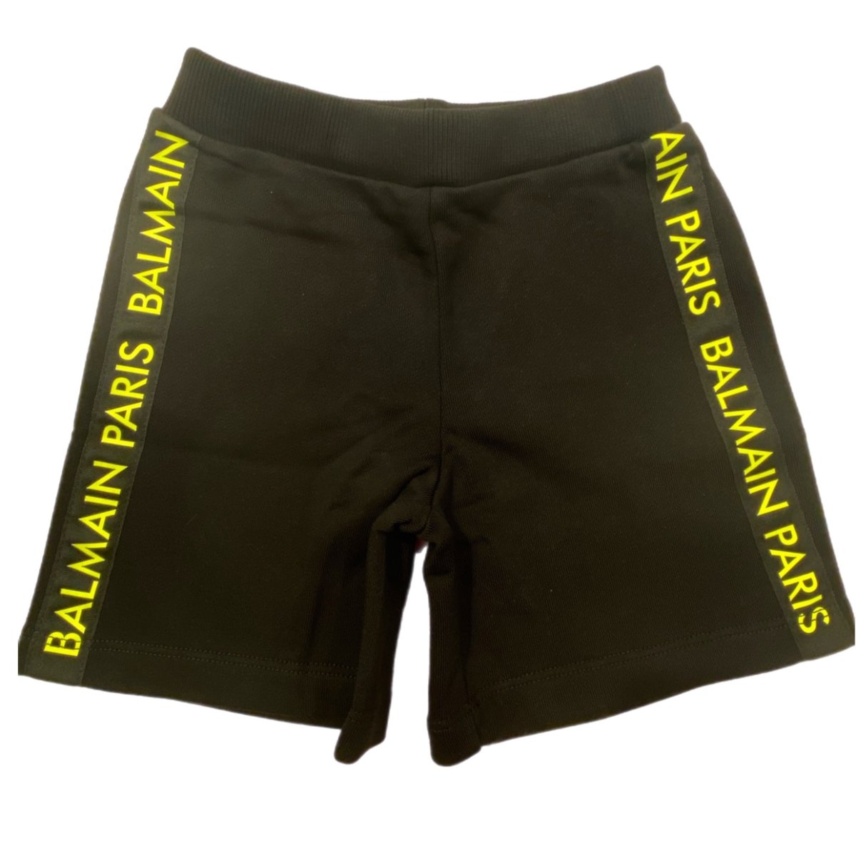Balmain – Pantalone corto nero logato giallo - immagine 2