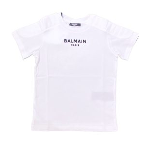 Balmain – T Shirt bianca con spalline e logo