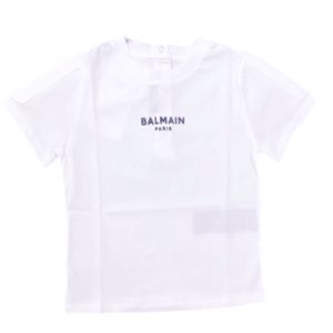 Balmain – T Shirt bianca con logo nero