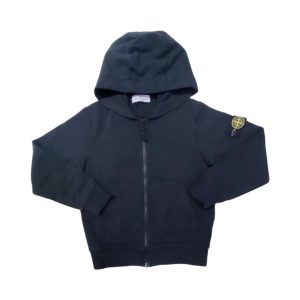 Stone Island – Felpa nera logata con cappuccio