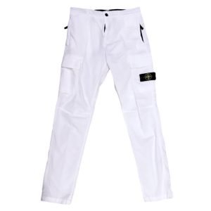 Stone Island – Pantalone bianco lungo logato