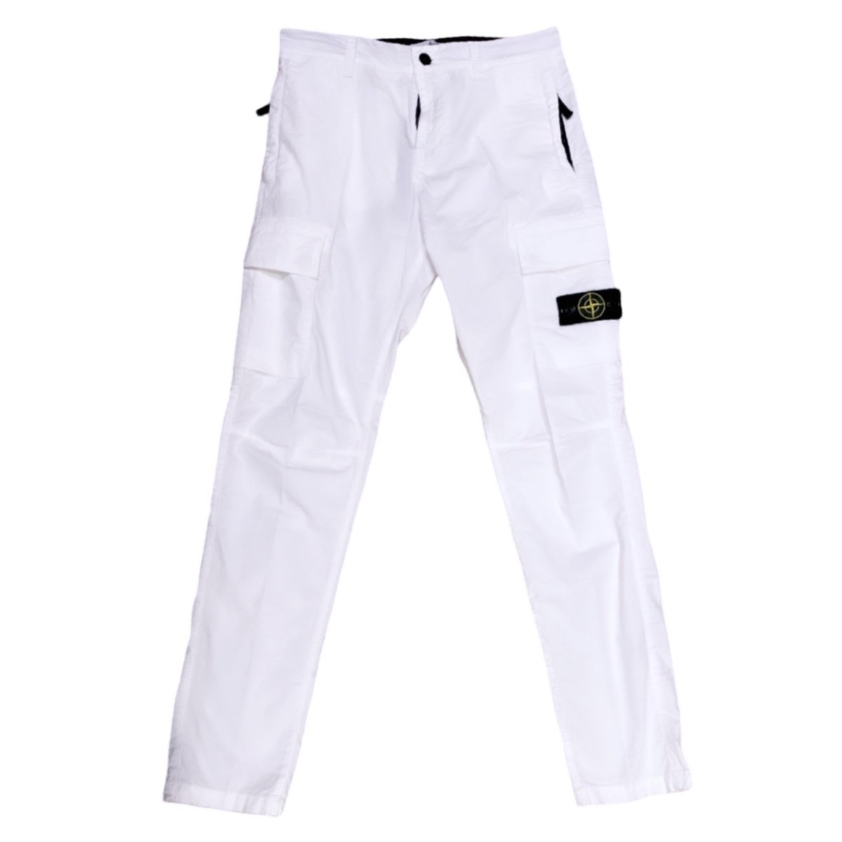 Stone Island – Pantalone bianco lungo logato