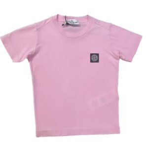 Stone Island – T Shirt rosa logata manica corta