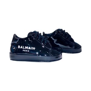 Balmain – Sneake in vernice nera con logo bianco