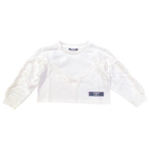 Balmain – Felpa bambina bianca con logo nero