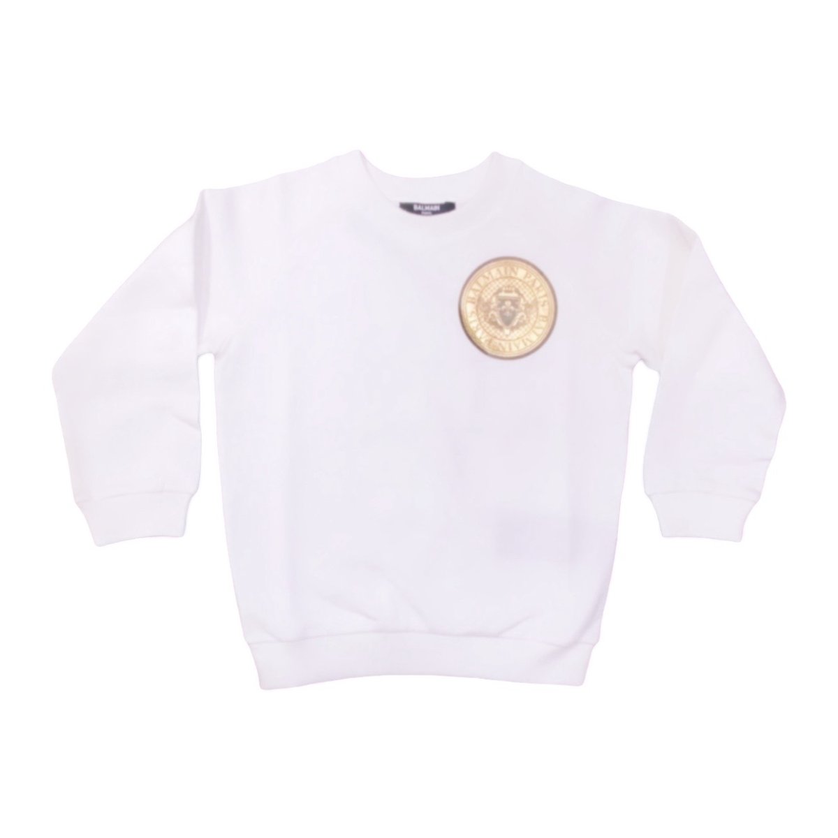 Balmain – Felpa bianca con logo dorato laterale - immagine 2