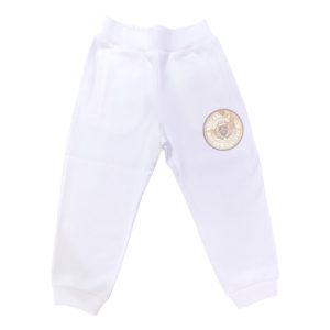 Balmain – Pantalone bianco con logo oro