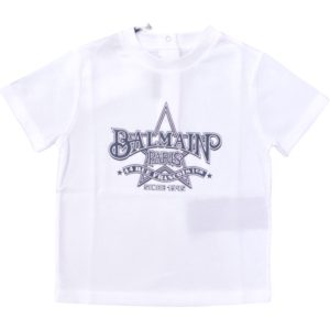 Balmain – T Shirt bianca con stella logata
