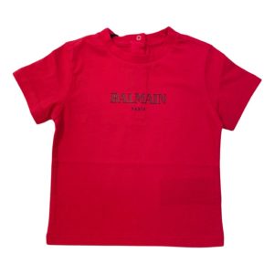 Balmain – T Shirt rossa logata