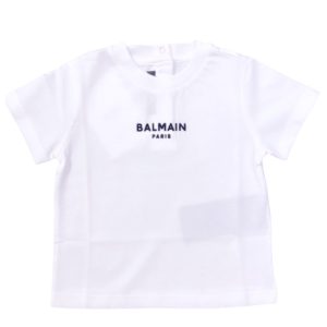 Balmain – T Shirt bianca con logo nero