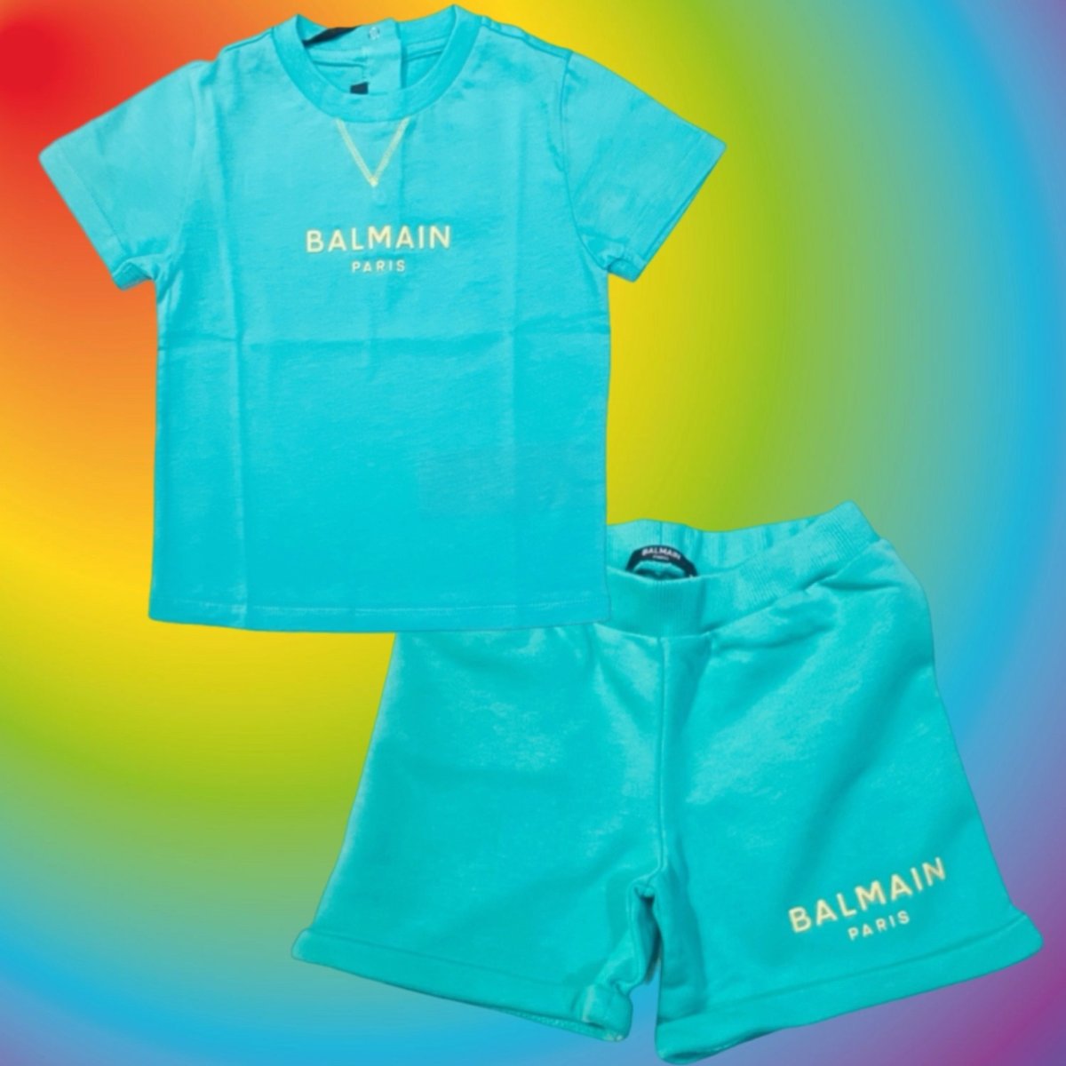 Balmain – Bermuda con logo giallo