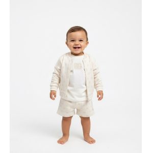 Dolce&Gabbana – Cardigan logo beige con zip