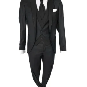 Abito da Sposo modello petto a lancia vestibilità slim fit modello Lucas colore nero