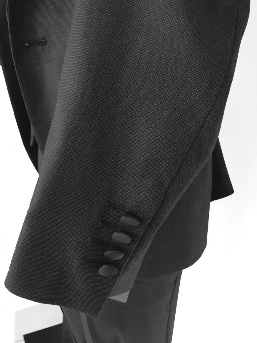 Abito da Sposo modello petto a lancia vestibilità slim fit modello Lucas colore nero - immagine 4