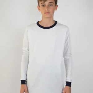 T-shirt Bambino Manica Lunga [Sarah] in Cotone Colori a Contrasto - Made in Italy