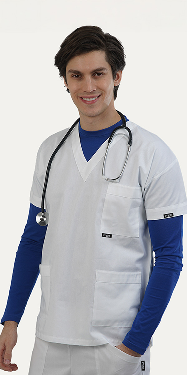 Casacca unisex collo V Eco senza bordi bianca - immagine 7