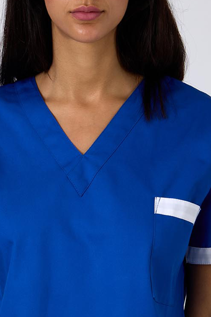 Casacca unisex collo V bluette bordi bianchi - immagine 6