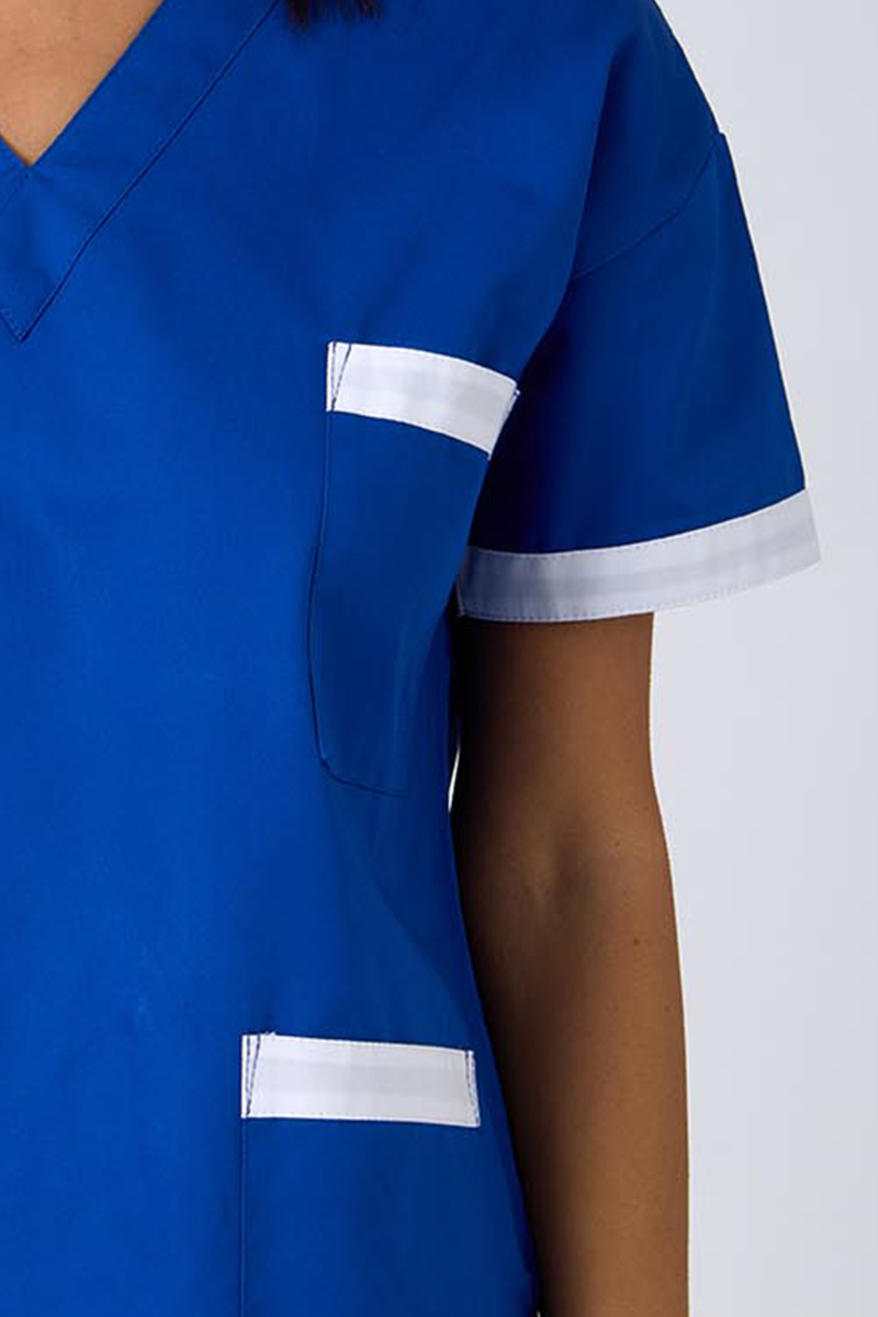 Casacca unisex collo V bluette bordi bianchi - immagine 5