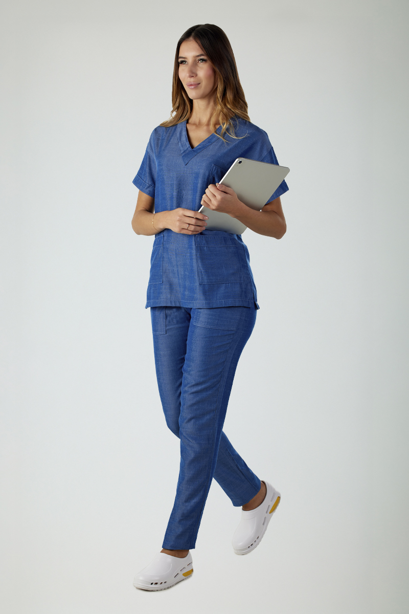 Casacca unisex collo V jeans - immagine 5