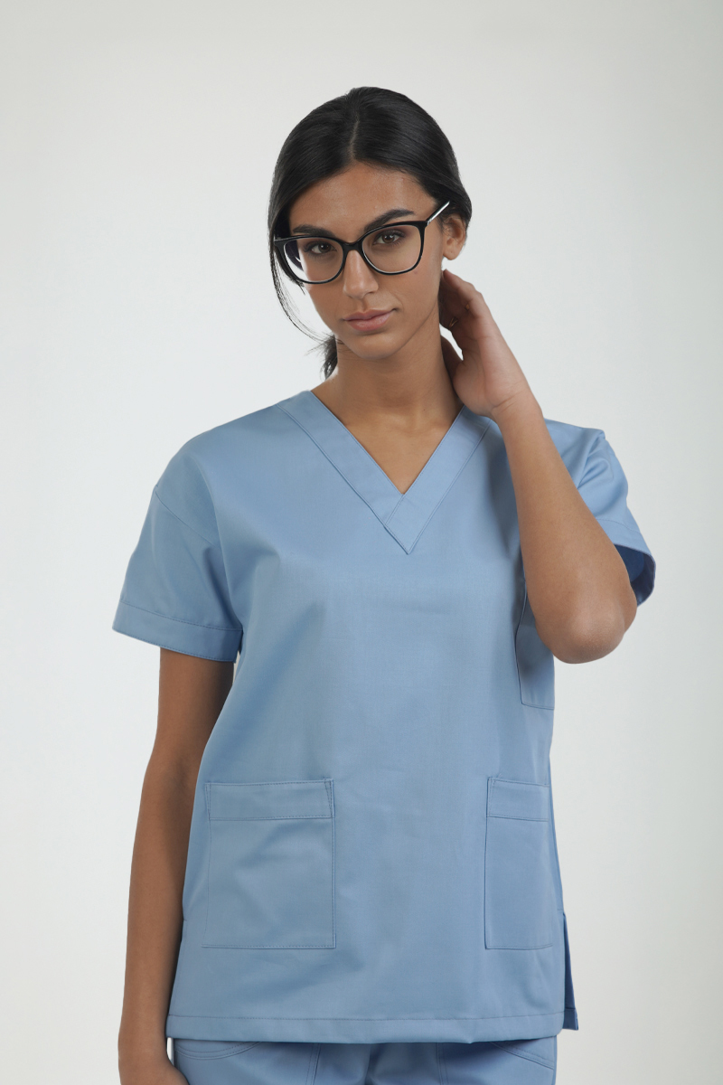 Casacca unisex collo V azzurro chiaro - immagine 2