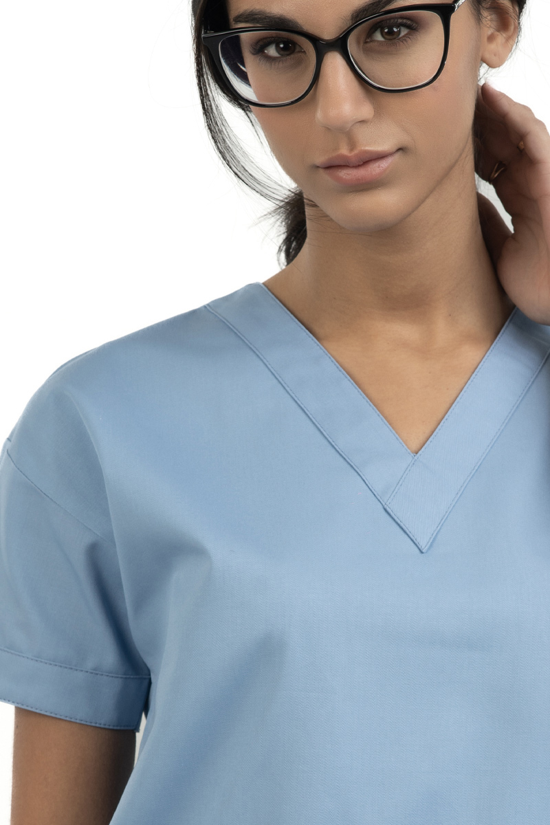 Casacca unisex collo V azzurro chiaro - immagine 3