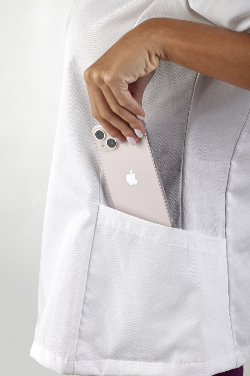 Casacca donna collo vulcano bianca bordi sottili vinaccia - immagine 3