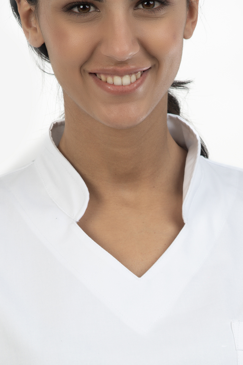 Casacca Sanitaria donna collo mezza coreana bianca - immagine 3