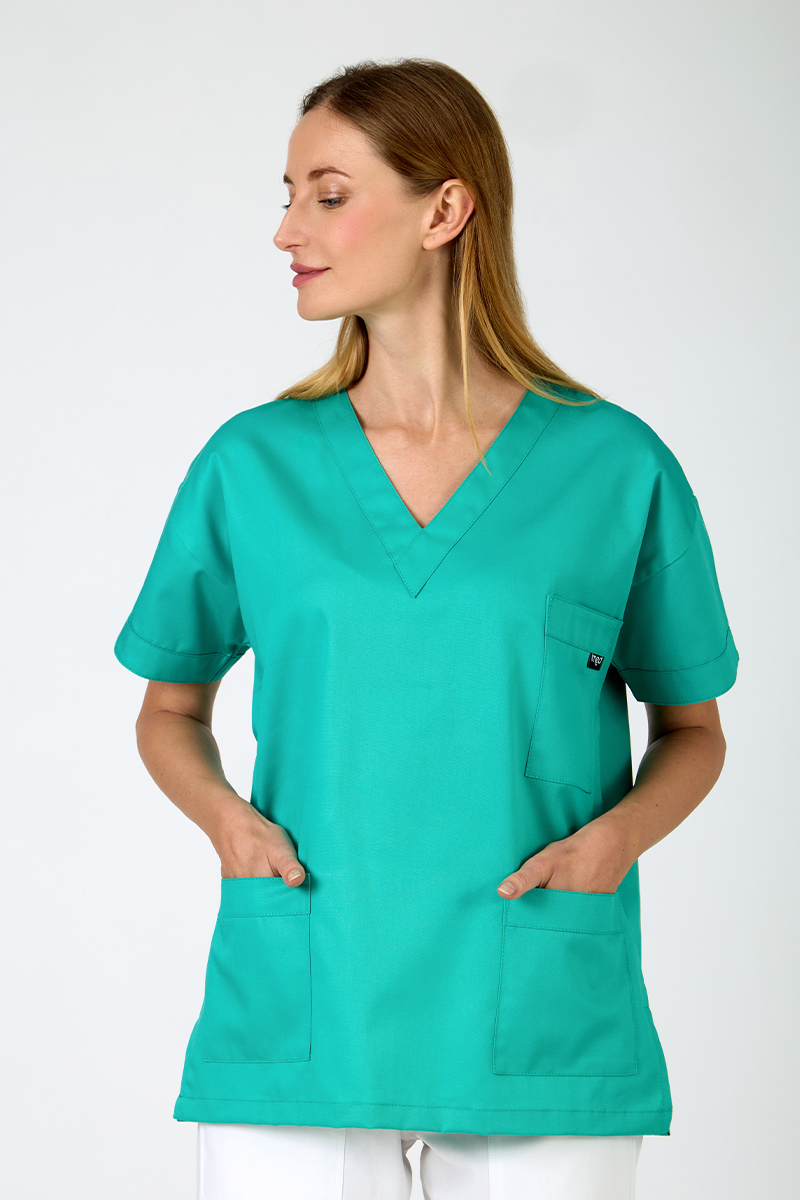 Casacca unisex collo V verde acqua - immagine 2