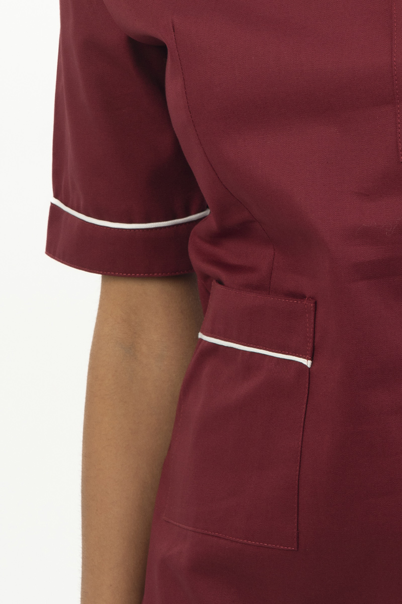 Casacca donna collo a goccia bordeaux profili bianchi - immagine 4