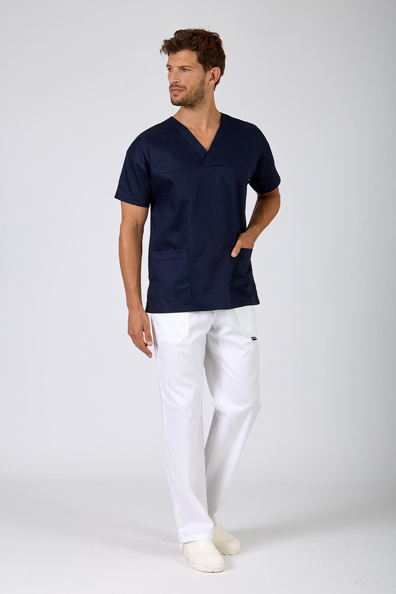 Casacca unisex collo incrocio blu - immagine 4