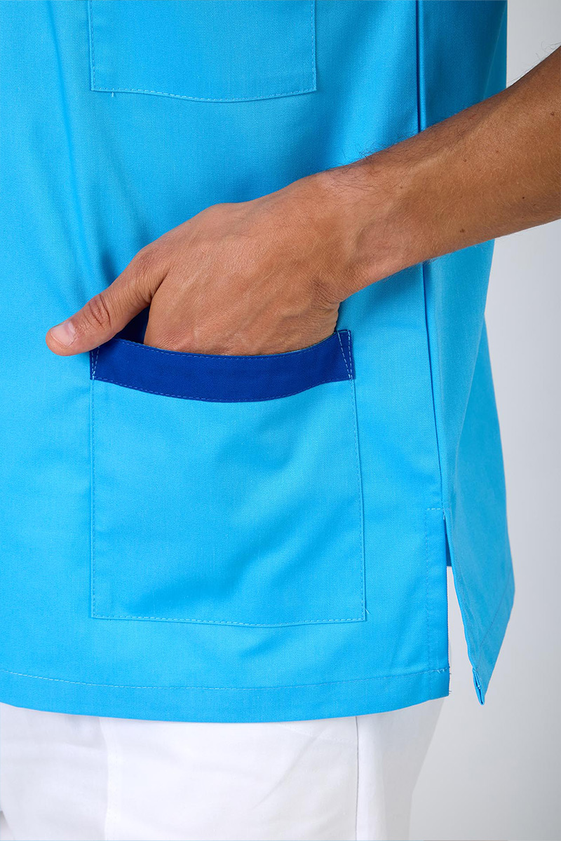 Casacca unisex collo V atollo bordi bluette misto cot./pol. - immagine 4