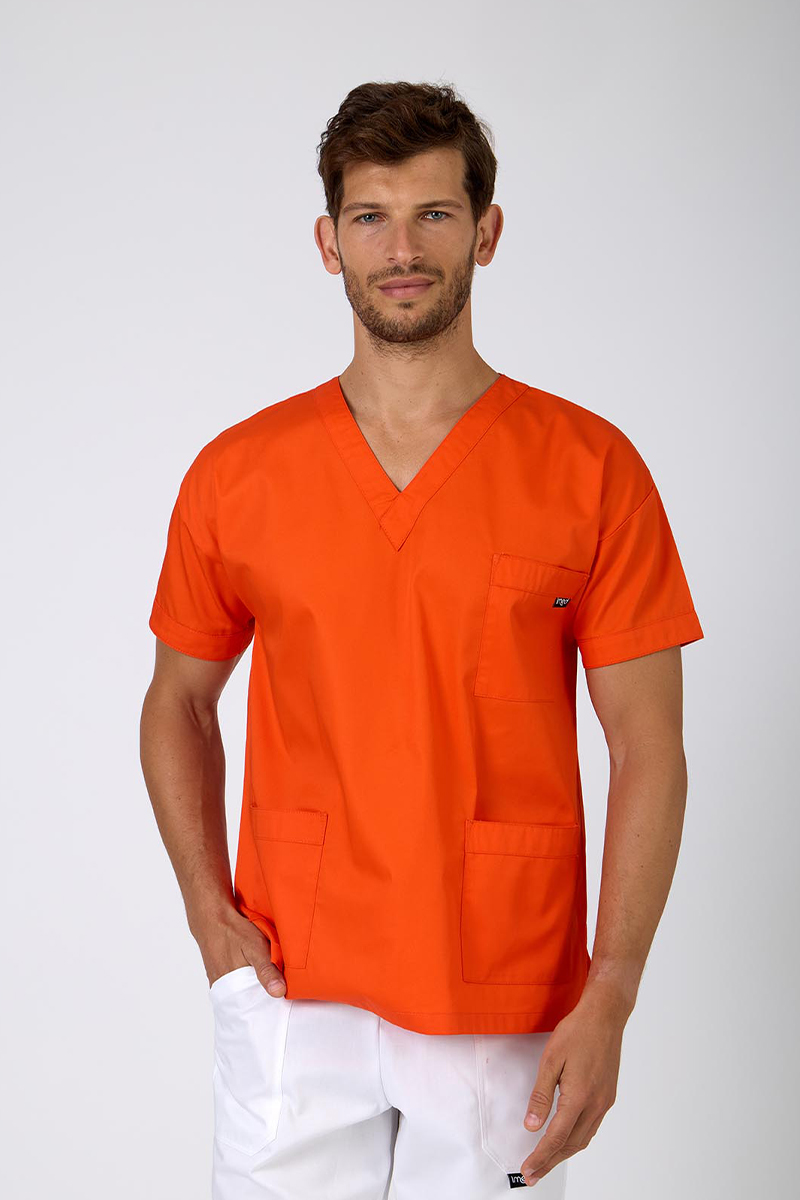 Casacca unisex collo V arancio misto cot./pol. - immagine 2